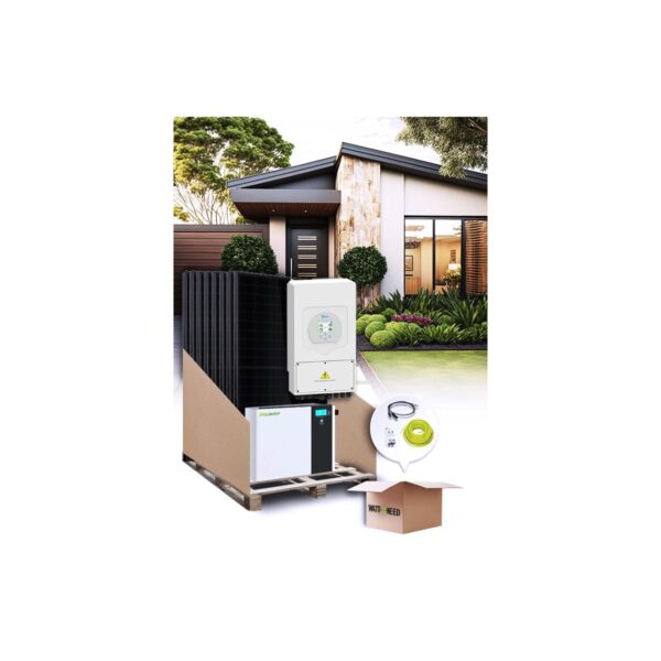 Zelfverbruikskit met 12 Deye 5 kVA inverterpanelen en een Delong Top 5,12 kWh lithiumbatterij